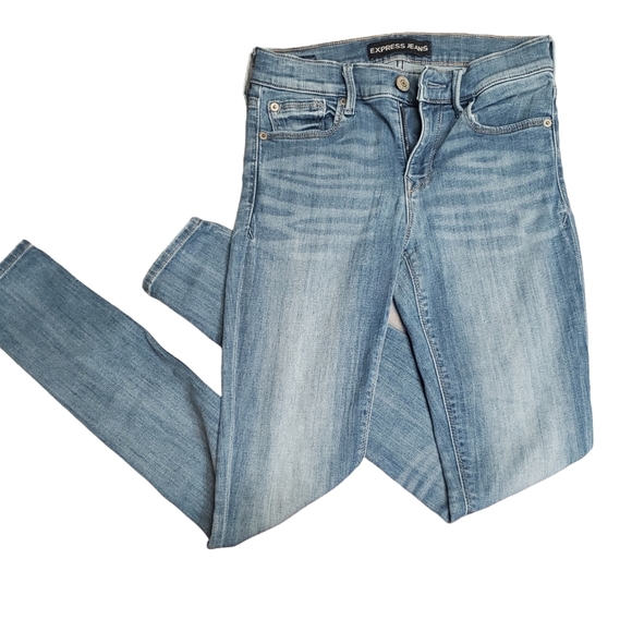 Womens Express Blue Jeans Denim Legging Midrise 2R Skinny - Picture 11 of 11